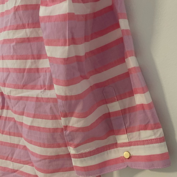 Lands End Pink Purple 3/4 Sleeve Striped Blouse - Picture 5 of 7
